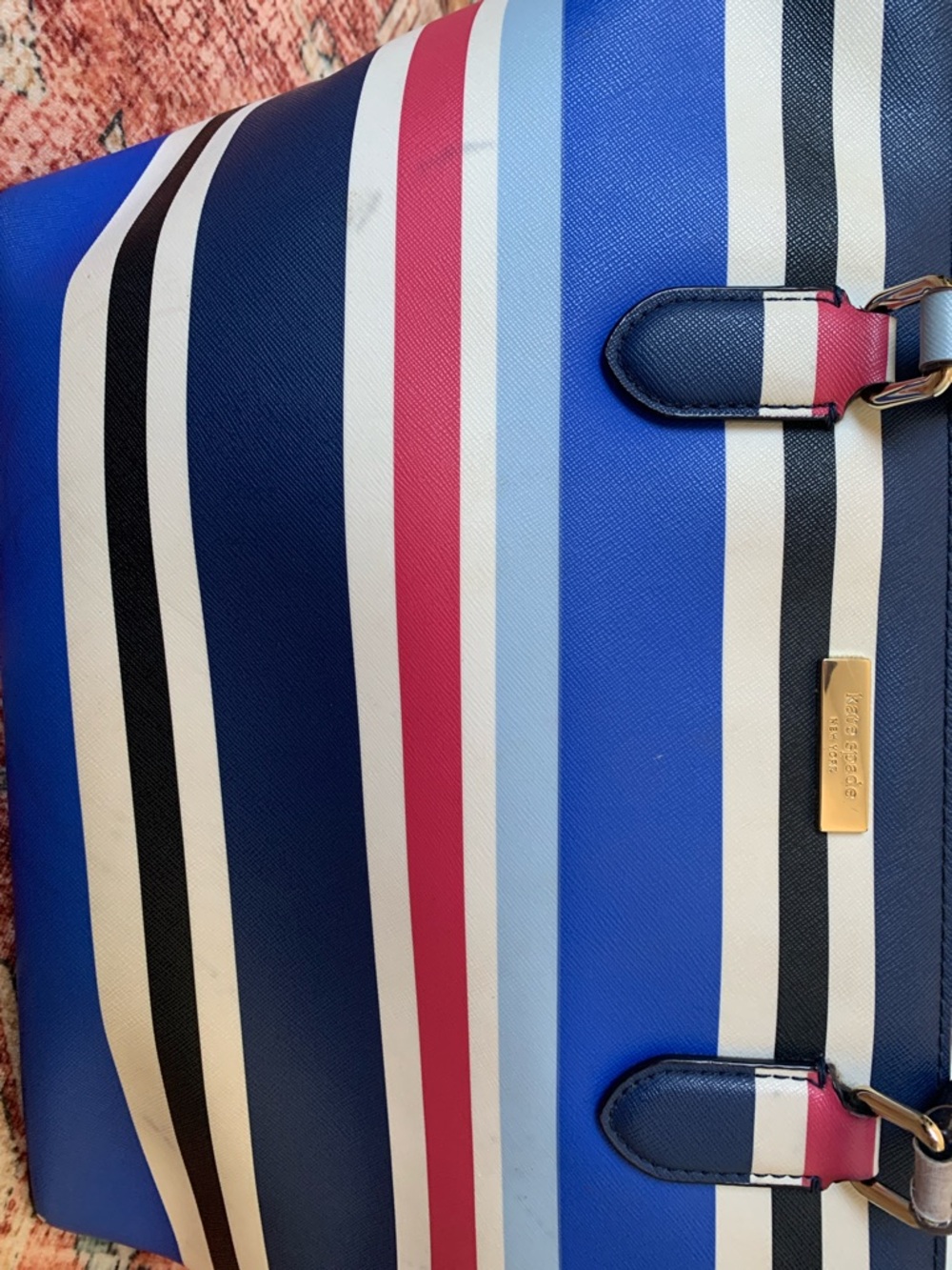 kate spade Striped Tote in Navy, Blue & Pink - Picture 8 of 8